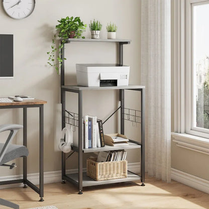 Kitchen Bakers Rack with Storage Shelves &USB Outlets, Microwave Oven Stand Kitchen Shelf Organizer