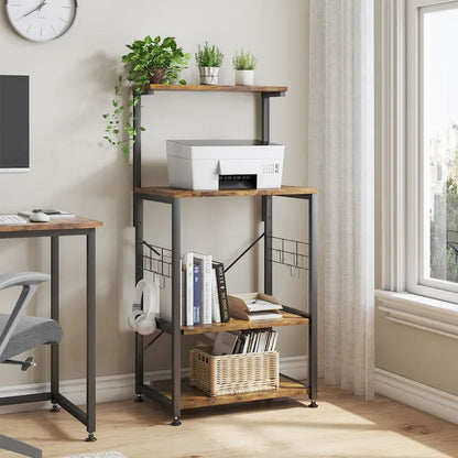Kitchen Bakers Rack with Storage Shelves &USB Outlets, Microwave Oven Stand Kitchen Shelf Organizer