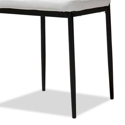 Grid-Tufted Faux Leather Dining Chairs - Black - Set of 4