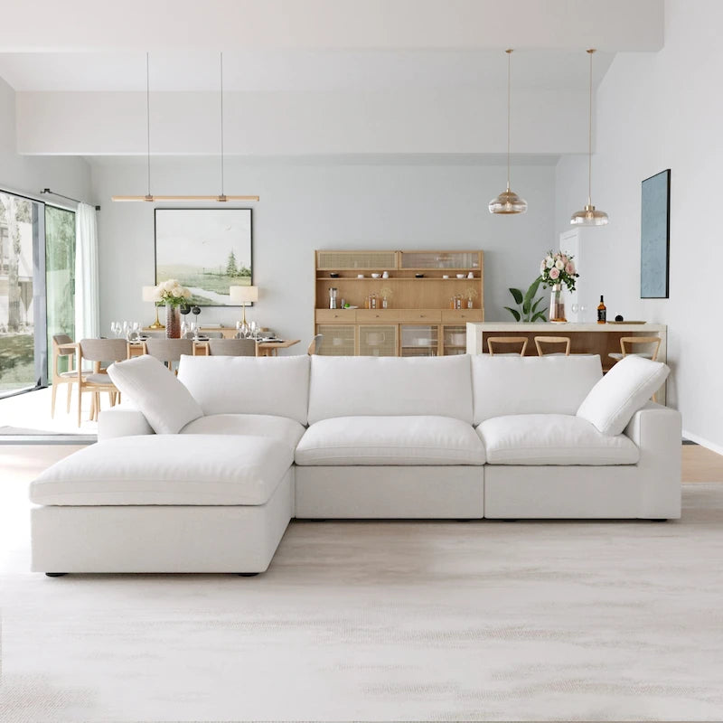 L-shape Linen Upholstered Sectional Sofa Couch