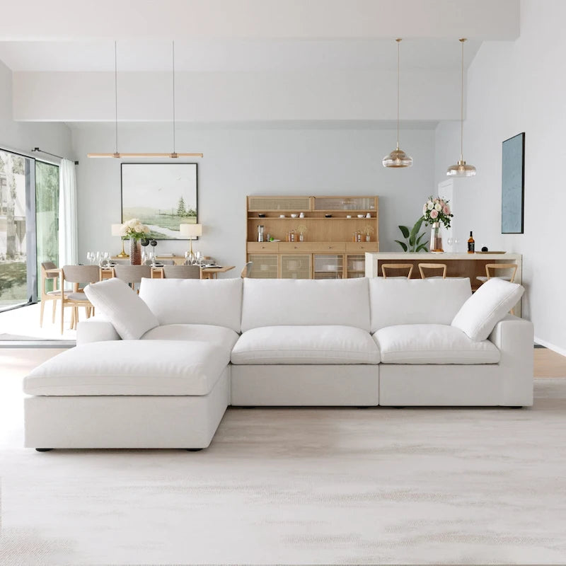 L-shape Linen Upholstered Sectional Sofa Couch