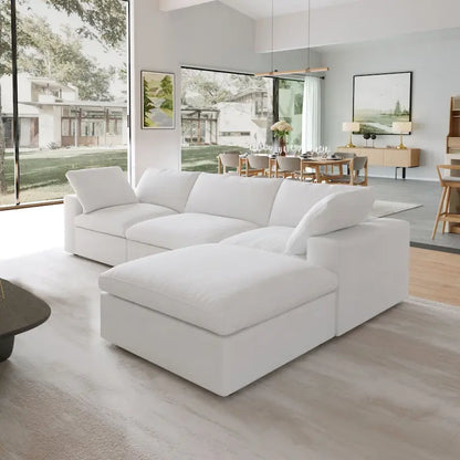 L-shape Linen Upholstered Sectional Sofa Couch