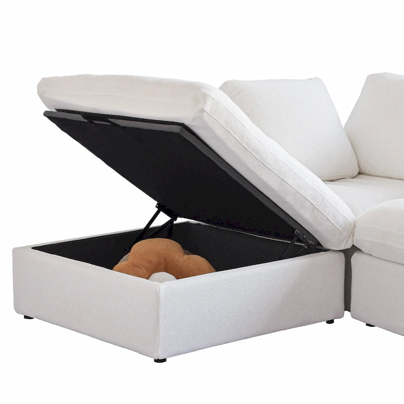 L-shape Linen Upholstered Sectional Sofa Couch