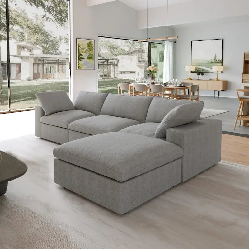 L-shape Linen Upholstered Sectional Sofa Couch