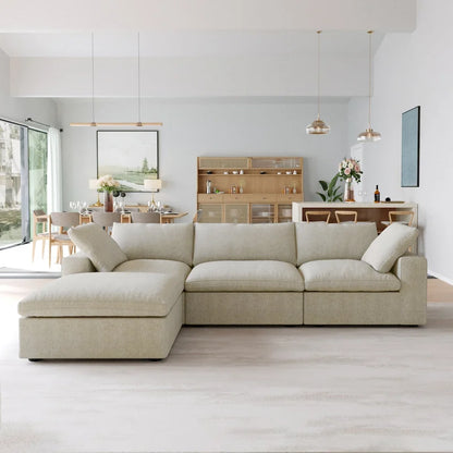 L-shape Linen Upholstered Sectional Sofa Couch
