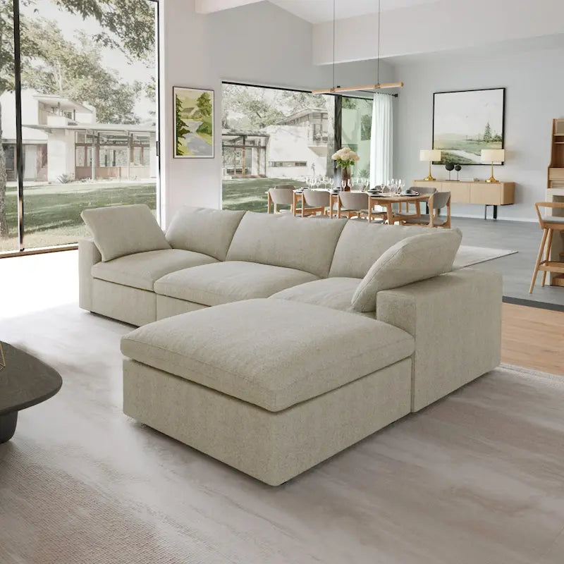 L-shape Linen Upholstered Sectional Sofa Couch