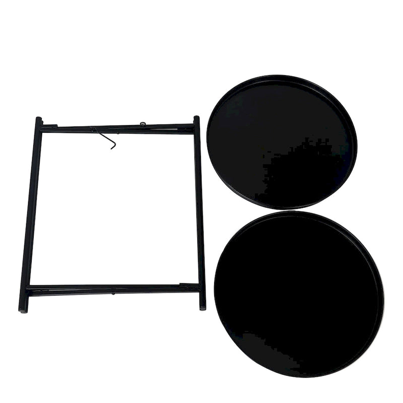 Adeco Side Table 2-Tier Metal Round End Table with Removable Tray - 17.5  (D)x 17.5  (W)x 20.7  (H)
