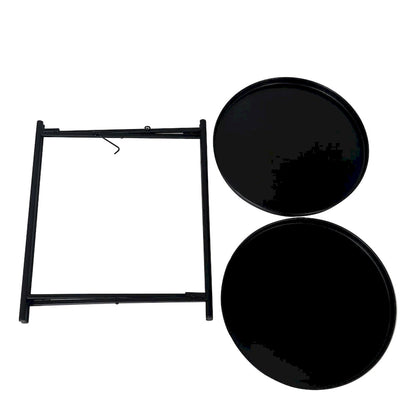 Adeco Side Table 2-Tier Metal Round End Table with Removable Tray - 17.5  (D)x 17.5  (W)x 20.7  (H)