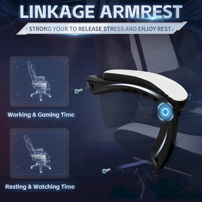 Futzca Gaming Chair PU Leather Office Chair with Headrest, Footrest & Massage Lumbar Support