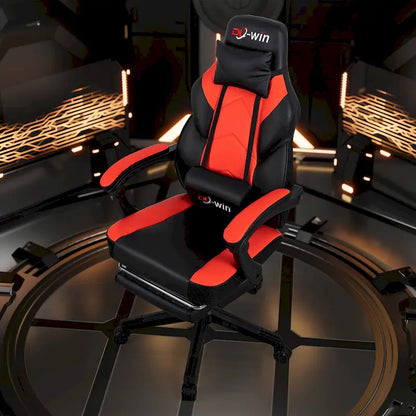 Futzca Gaming Chair PU Leather Office Chair with Headrest, Footrest & Massage Lumbar Support