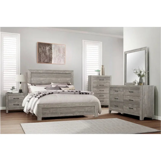 Tabina 3 Piece Gray Modern Panel Bedroom Set