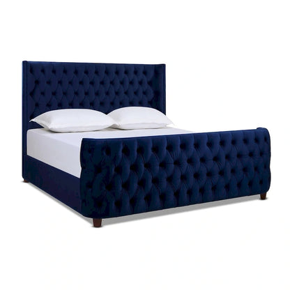 Chateau Velvet Upholstered Tufted Sheltered Panel Bed Set