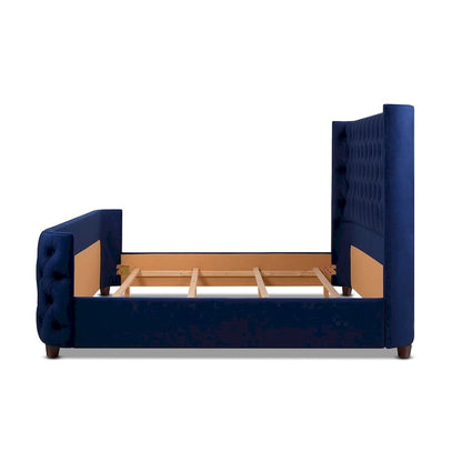 Chateau Velvet Upholstered Tufted Sheltered Panel Bed Set