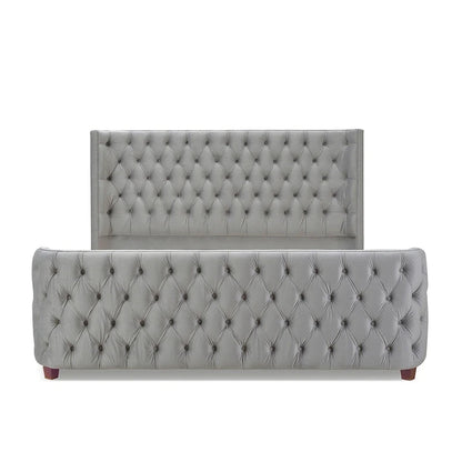 Chateau Velvet Upholstered Tufted Sheltered Panel Bed Set