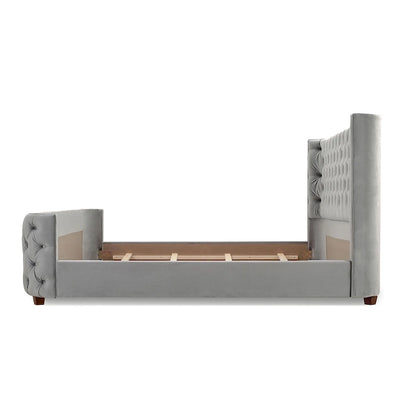 Chateau Velvet Upholstered Tufted Sheltered Panel Bed Set