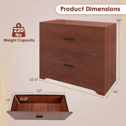 2 Drawer Lateral File Cabinet Printer Stand with Adjustable Bars