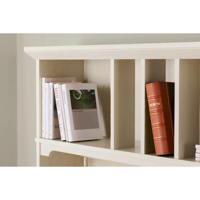 Bush Furniture Salinas Antique White Hutch for L-shaped Desk