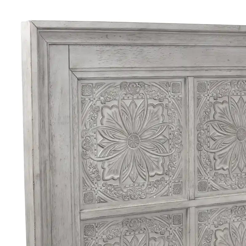 Heartland Antique White Tobacco King Opt Panel Bed