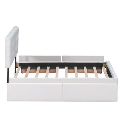 Platform Bed with Classic Headboard and 4 Drawers