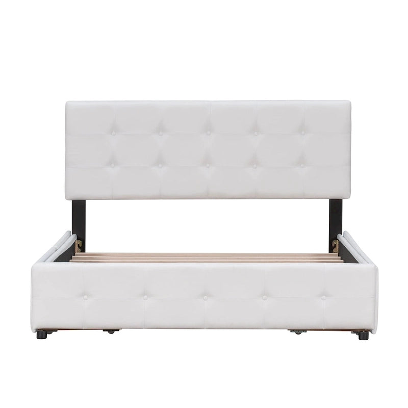Platform Bed with Classic Headboard and 4 Drawers