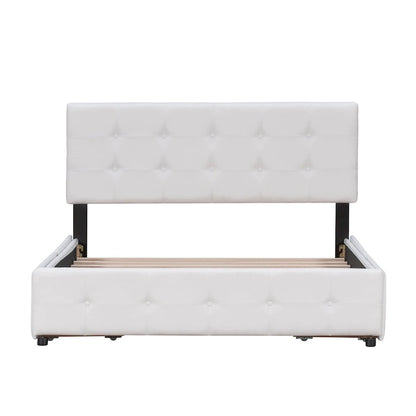 Platform Bed with Classic Headboard and 4 Drawers