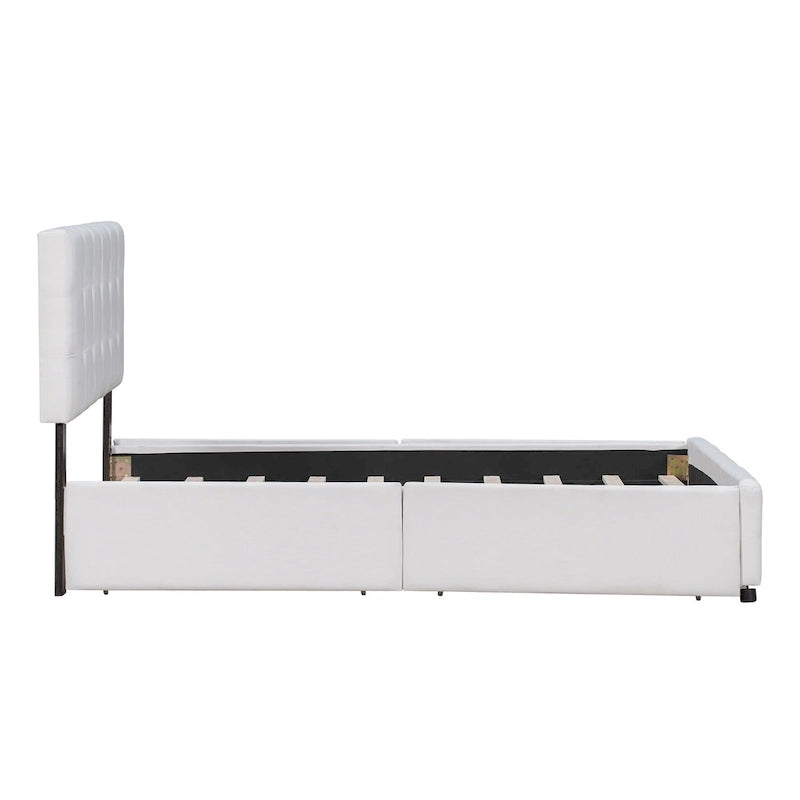 Platform Bed with Classic Headboard and 4 Drawers