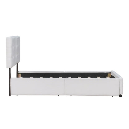 Platform Bed with Classic Headboard and 4 Drawers