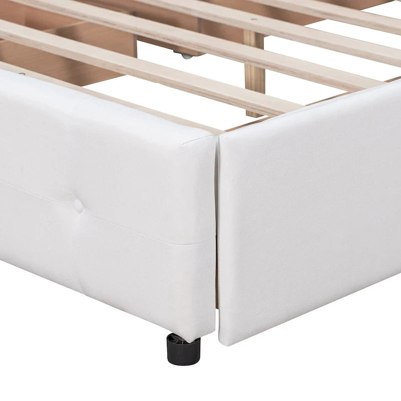 Platform Bed with Classic Headboard and 4 Drawers