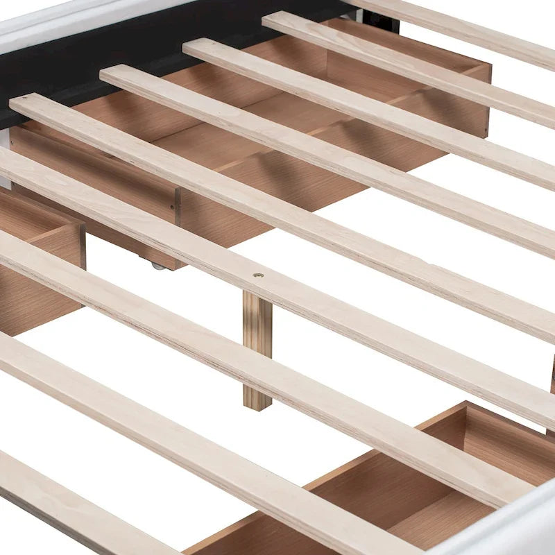 Platform Bed with Classic Headboard and 4 Drawers
