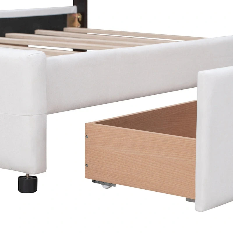 Platform Bed with Classic Headboard and 4 Drawers