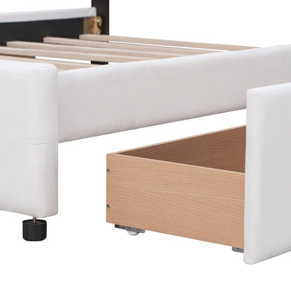 Platform Bed with Classic Headboard and 4 Drawers