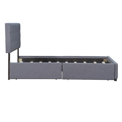 Platform Bed with Classic Headboard and 4 Drawers