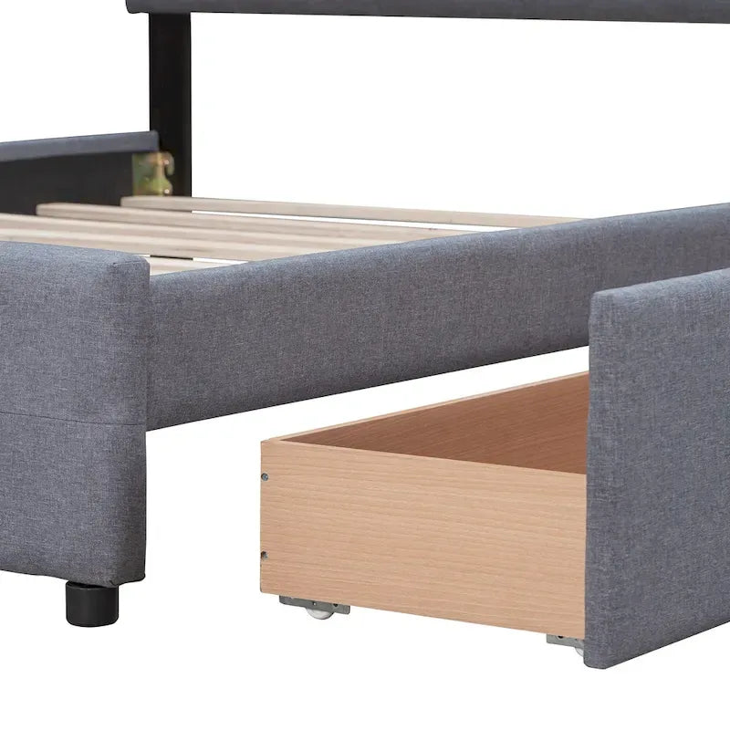 Platform Bed with Classic Headboard and 4 Drawers