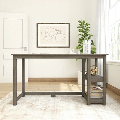 Plank and Beam Desk with Bookshelves