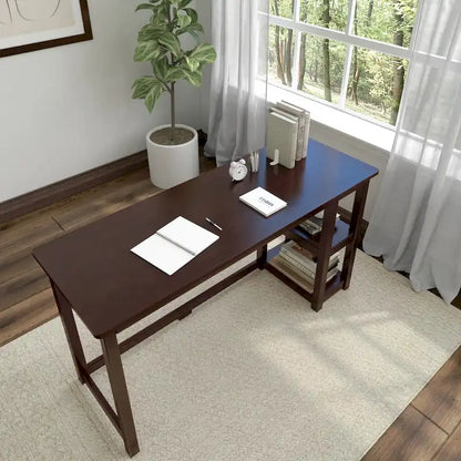 Plank and Beam Desk with Bookshelves