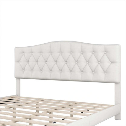 Upholstered Bed with Saddle Curved Headboard King