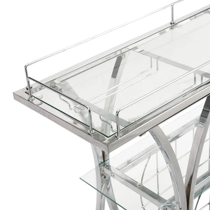 Bar Cart with Wine Rack Tempered Glass Metal Frame Wine Storage