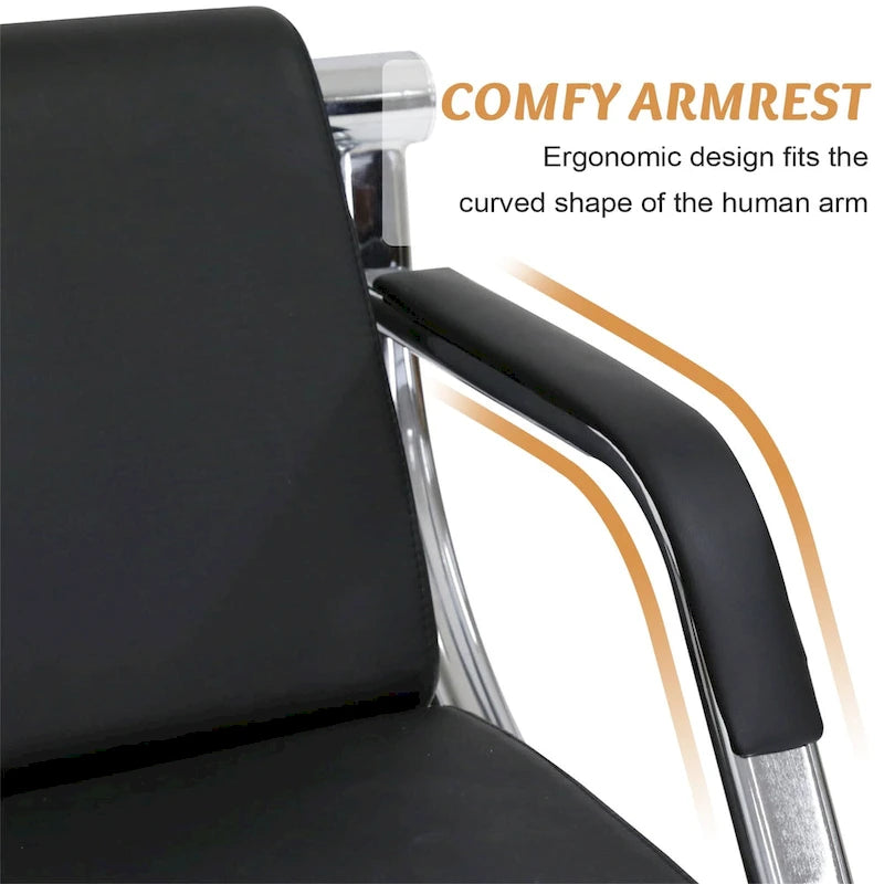 Kinbor 3-seat Waiting Room Chair, PU Leather Airport Reception Bench, Guest Chair for Bank Salon Office Hospital