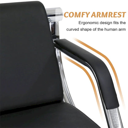 Kinbor 3-seat Waiting Room Chair, PU Leather Airport Reception Bench, Guest Chair for Bank Salon Office Hospital