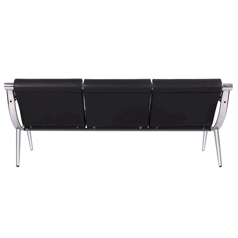 Kinbor 3-seat Waiting Room Chair, PU Leather Airport Reception Bench, Guest Chair for Bank Salon Office Hospital