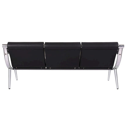 Kinbor 3-seat Waiting Room Chair, PU Leather Airport Reception Bench, Guest Chair for Bank Salon Office Hospital