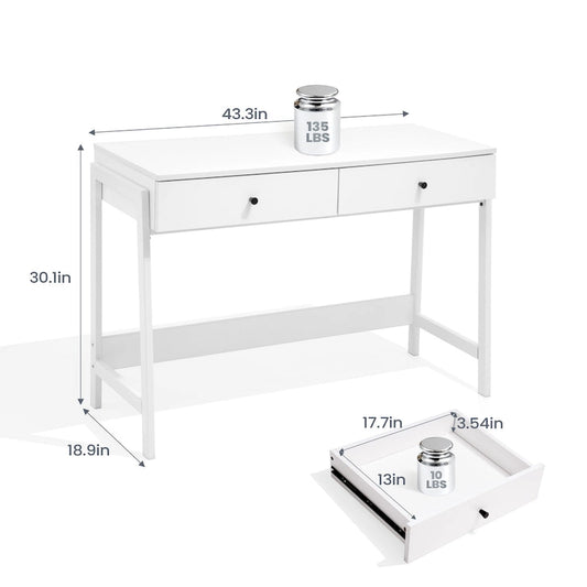 Pellebant Modern Office Computer Desk Writing Desk with 2 Drawers