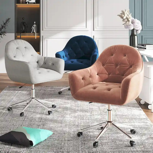 Corvus Hernals Velvet Tufted Adjustable Swivel Home Office Chair