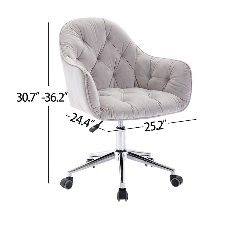 Corvus Hernals Velvet Tufted Adjustable Swivel Home Office Chair