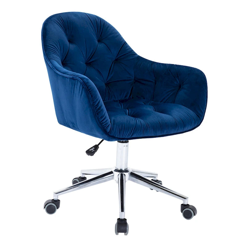 Corvus Hernals Velvet Tufted Adjustable Swivel Home Office Chair