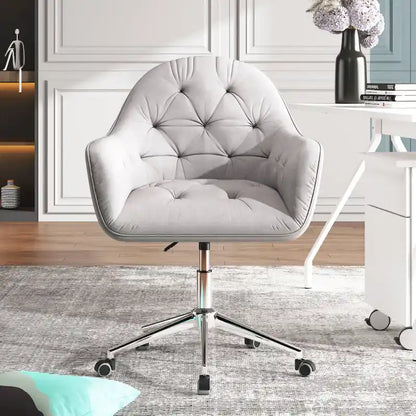 Corvus Hernals Velvet Tufted Adjustable Swivel Home Office Chair