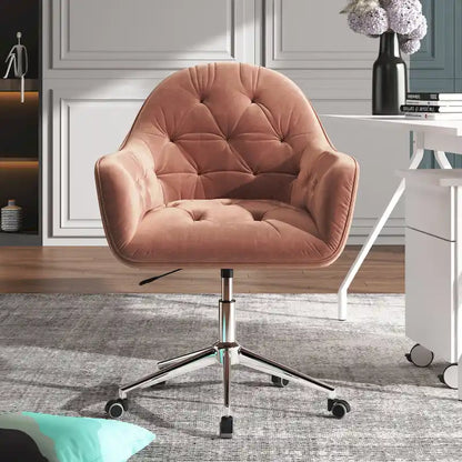 Corvus Hernals Velvet Tufted Adjustable Swivel Home Office Chair