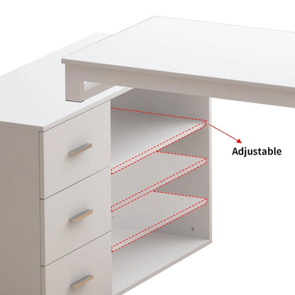 L-Shape Executive Desk - Brown Wood Finish - Single User