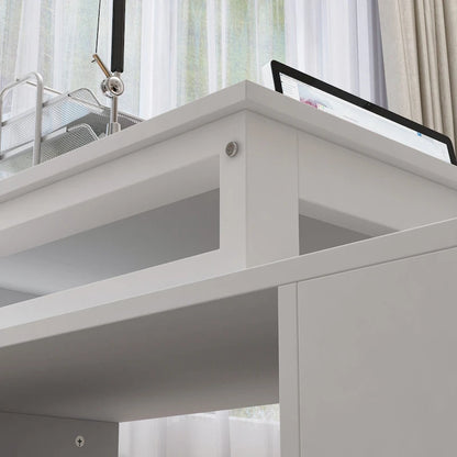 L-Shape Executive Desk - Brown Wood Finish - Single User