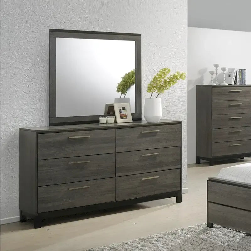Roundhill Furniture Ioana Antique Grey Wood 5-piece King Size Bedroom Set